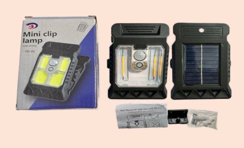 Mini Lampara Clip Carga Solar YD-21CCON Sensor de Movimiento Blanca