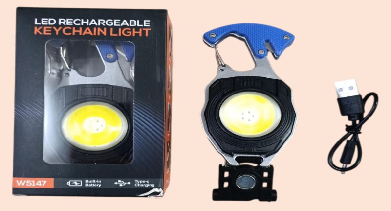 Linterna Multiuso JF-W5147 Llavero Magnetico Abridor Destornillador Encendedor Silbato 5.5x10.5cm Recargable