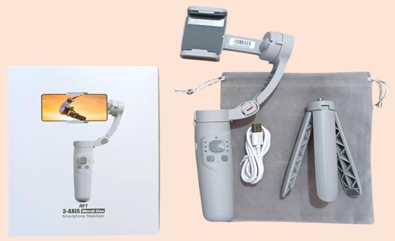 Estabilizador para Celular M1 3-AXIS Gimbal con Tripode Funda Portatil Recargable
